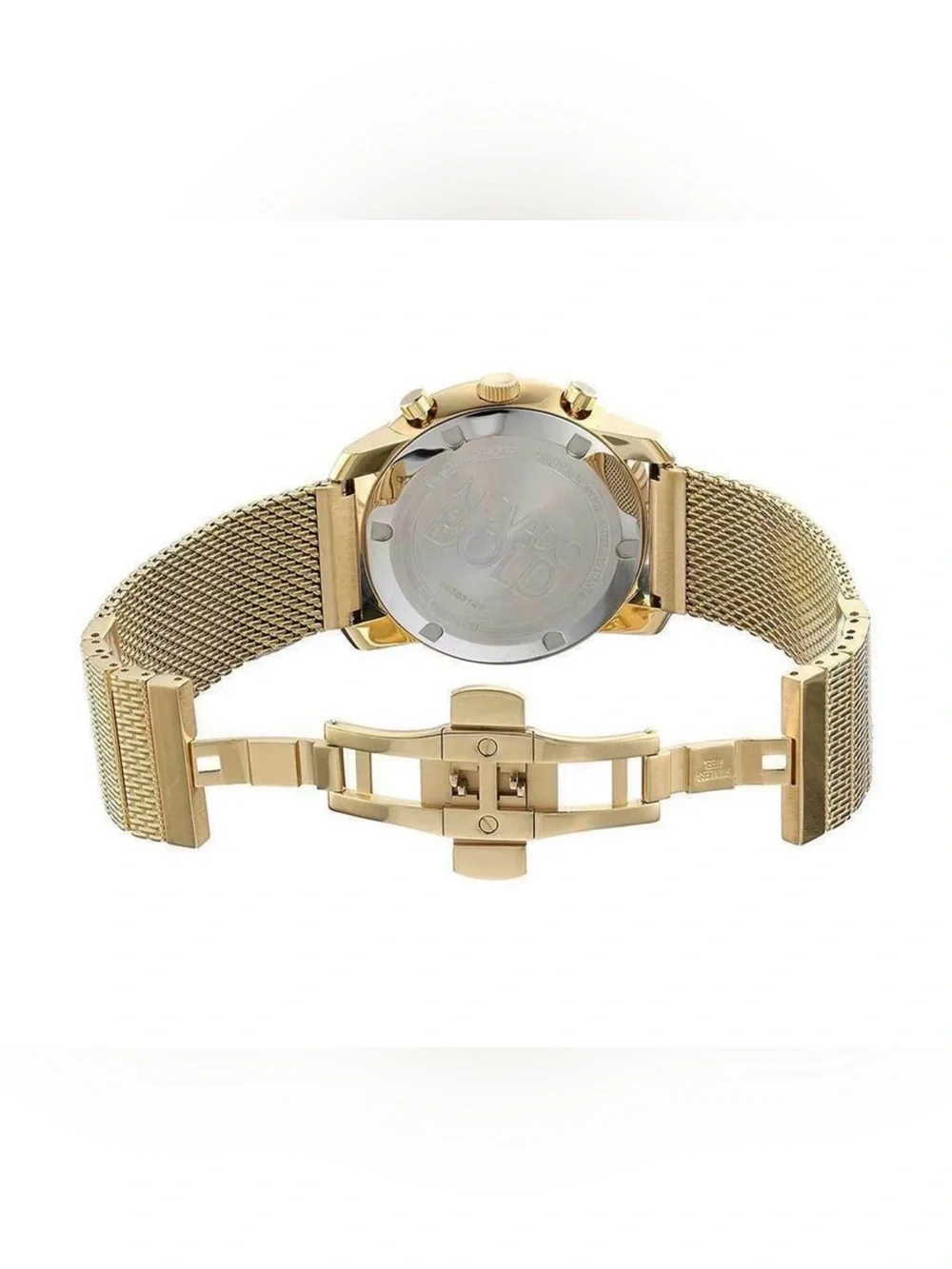 Movado Bold Men’s PVD Yellow Gold 44mm Mesh Band Watch 3600372